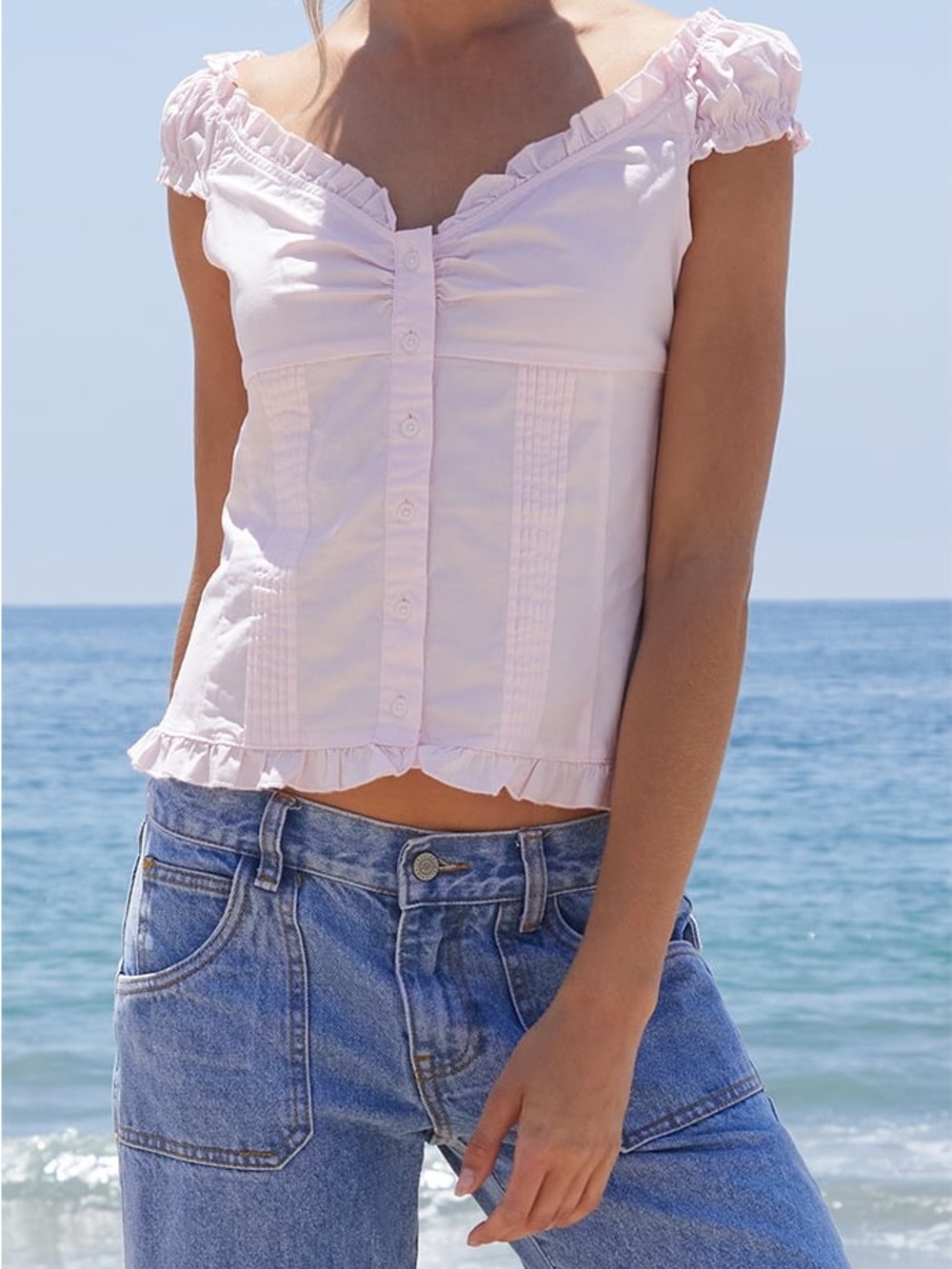 Brandy Melville Elena Top in Light Pink